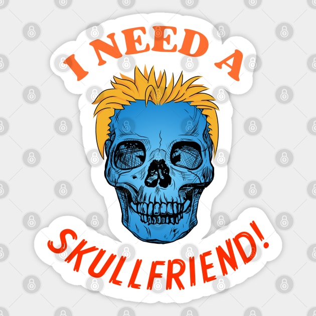 SKULLFRIEND -2- Skull with Yellow Hair | Dead Horror | Happy Halloween | Funny Halloween | Halloween Costume Sticker by Cosmic Story Designer